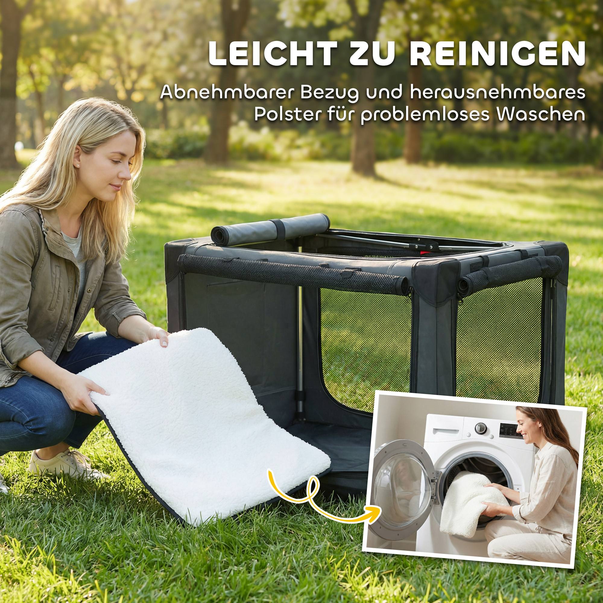 PANGIVO - Cage de transport pour chien tissu Oxford vert armée 90 x 64 x 64 cm - PANGIVO - Image 9