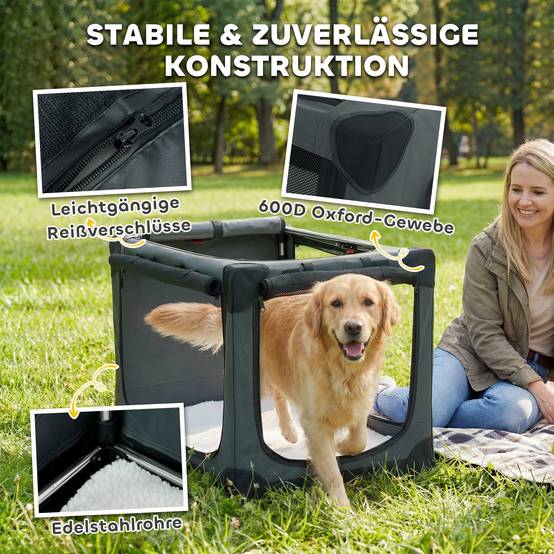 PANGIVO - Cage de transport pour chien tissu Oxford vert armée 90 x 64 x 64 cm - PANGIVO - Image 7