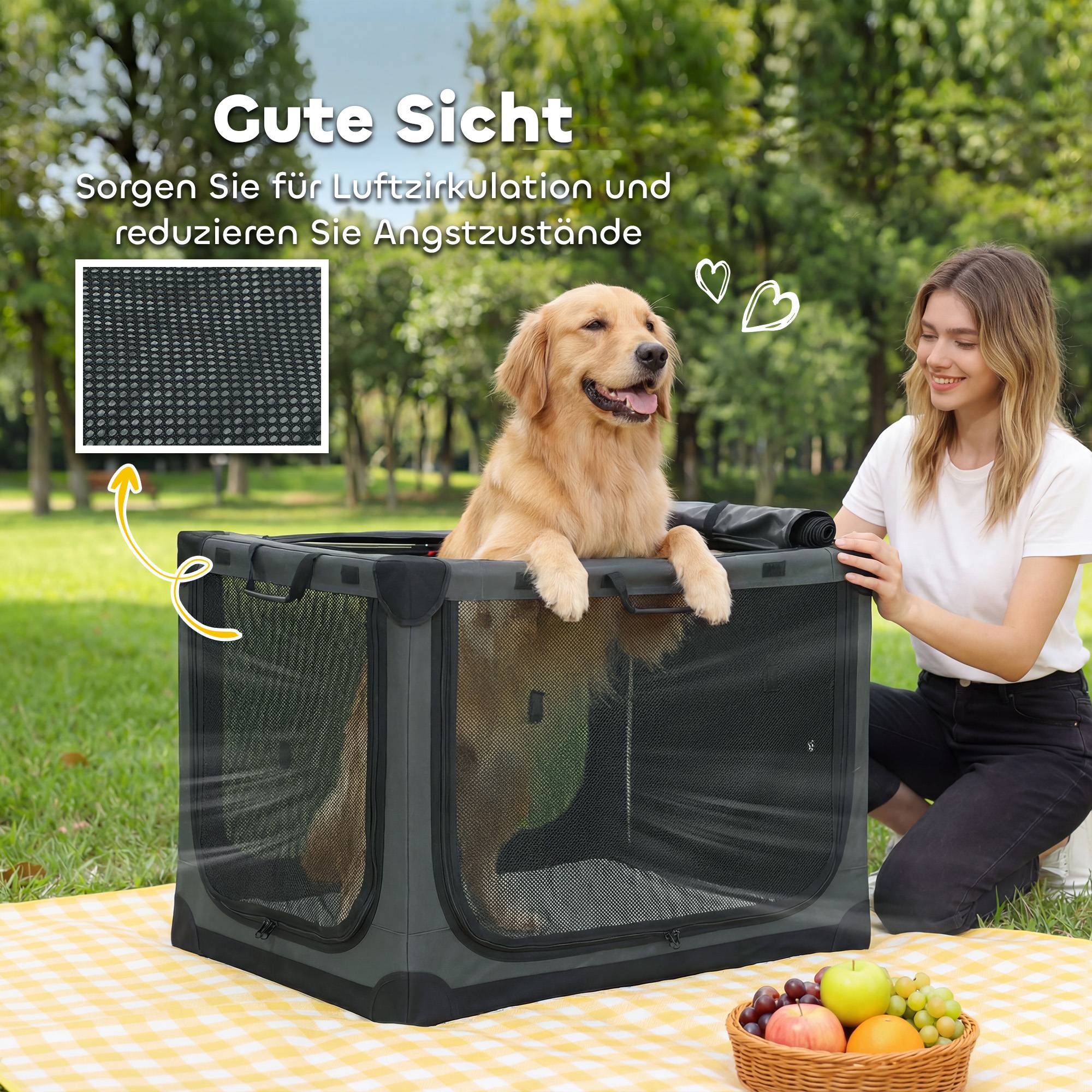 PANGIVO - Cage de transport pour chien tissu Oxford vert armée 90 x 64 x 64 cm - PANGIVO - Image 8