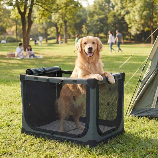 PANGIVO - Cage de transport pour chien tissu Oxford vert armée 90 x 64 x 64 cm - PANGIVO - Image 4