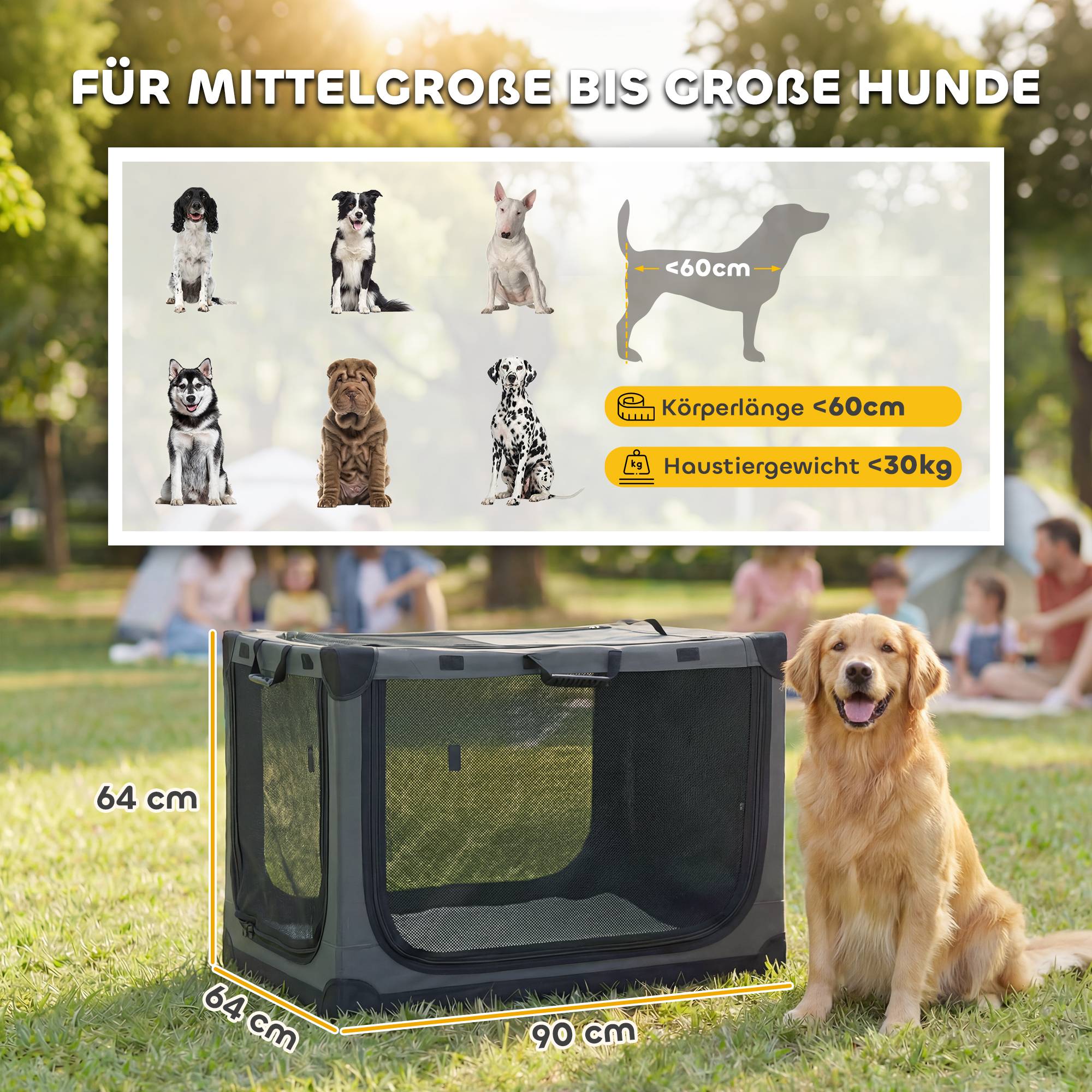 PANGIVO - Cage de transport pour chien tissu Oxford vert armée 90 x 64 x 64 cm - PANGIVO - Image 5