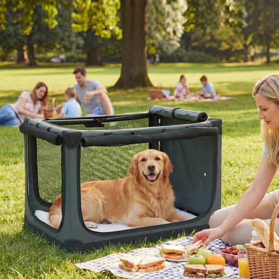 PANGIVO - Cage de transport pour chien tissu Oxford vert armée 90 x 64 x 64 cm - PANGIVO - Image 3