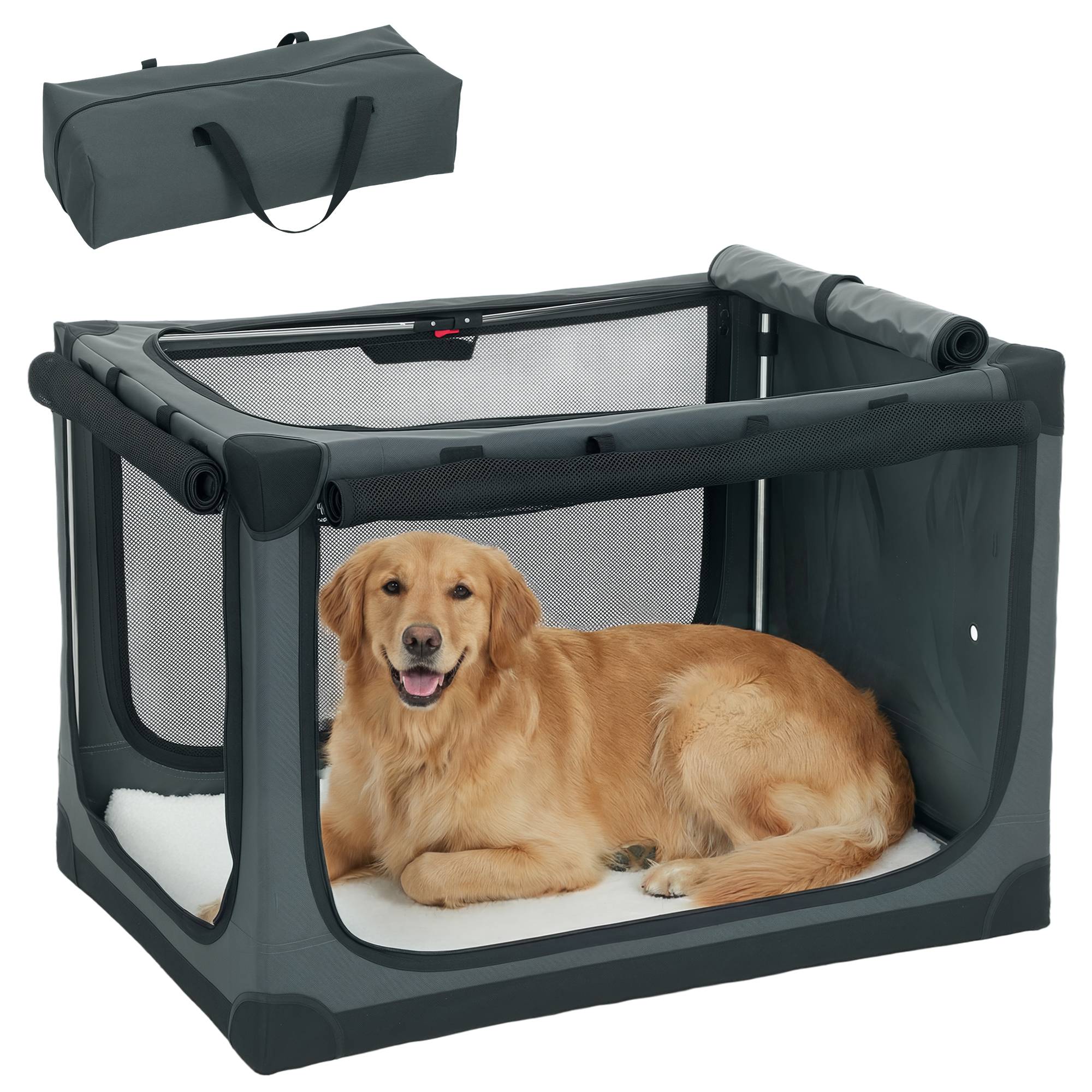 PANGIVO - Cage de transport pour chien tissu Oxford vert armée 90 x 64 x 64 cm - PANGIVO - Image 1
