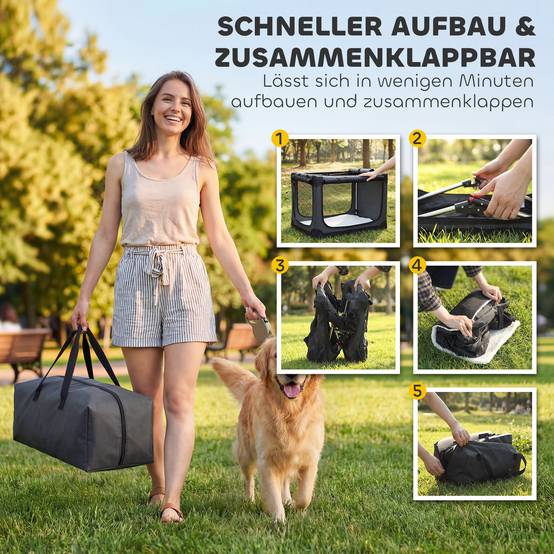 PANGIVO - Cage de transport pour chien tissu Oxford vert armée 90 x 64 x 64 cm - PANGIVO - Image 6