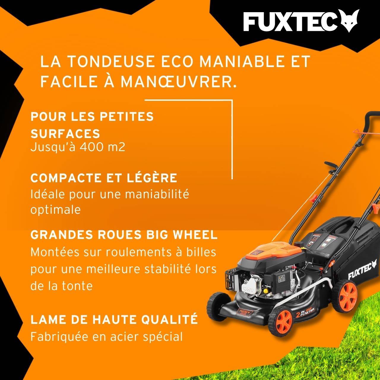 FUXTEC - Tondeuse à gazon thermique poussée FUXTEC FX-RM4346ECO – 42 cm – 146 cm³ – 3,5 CV – Easy Clean - Image 4