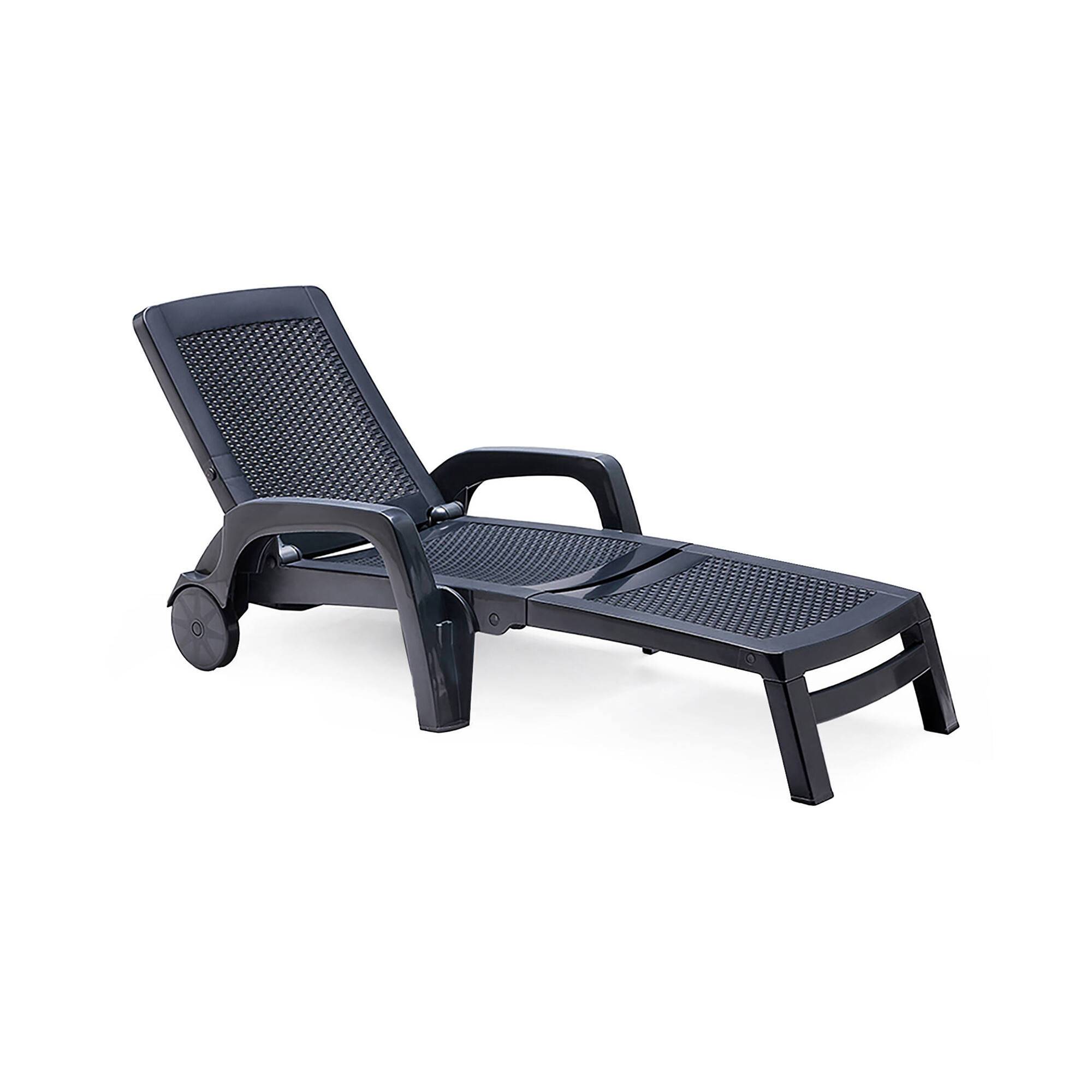 Dmora - Bain au soleil Dmat, Bain au soleil de jardin réglable avec accoudoirs, Chaise longue d'extérieur, 190x46h70 cm, Anthracite - Dmora - Image 1