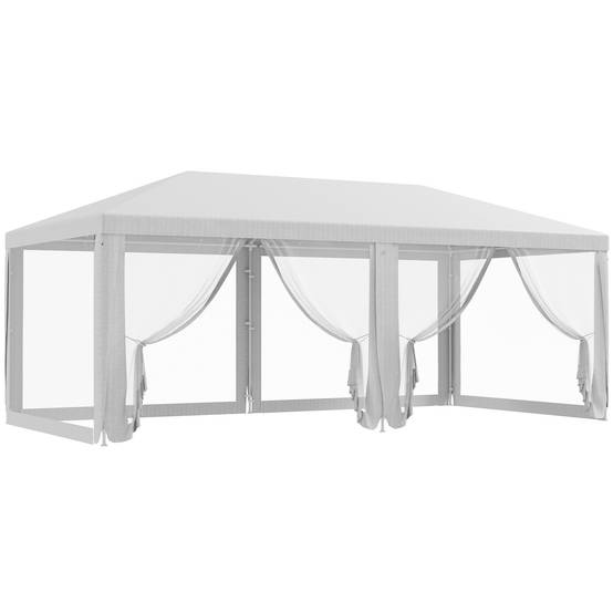 Tente de réception barnum PE avec parois amovibles pour évènements 585x295cm Blanc - ComfortXL Outdoor Living - Image 1