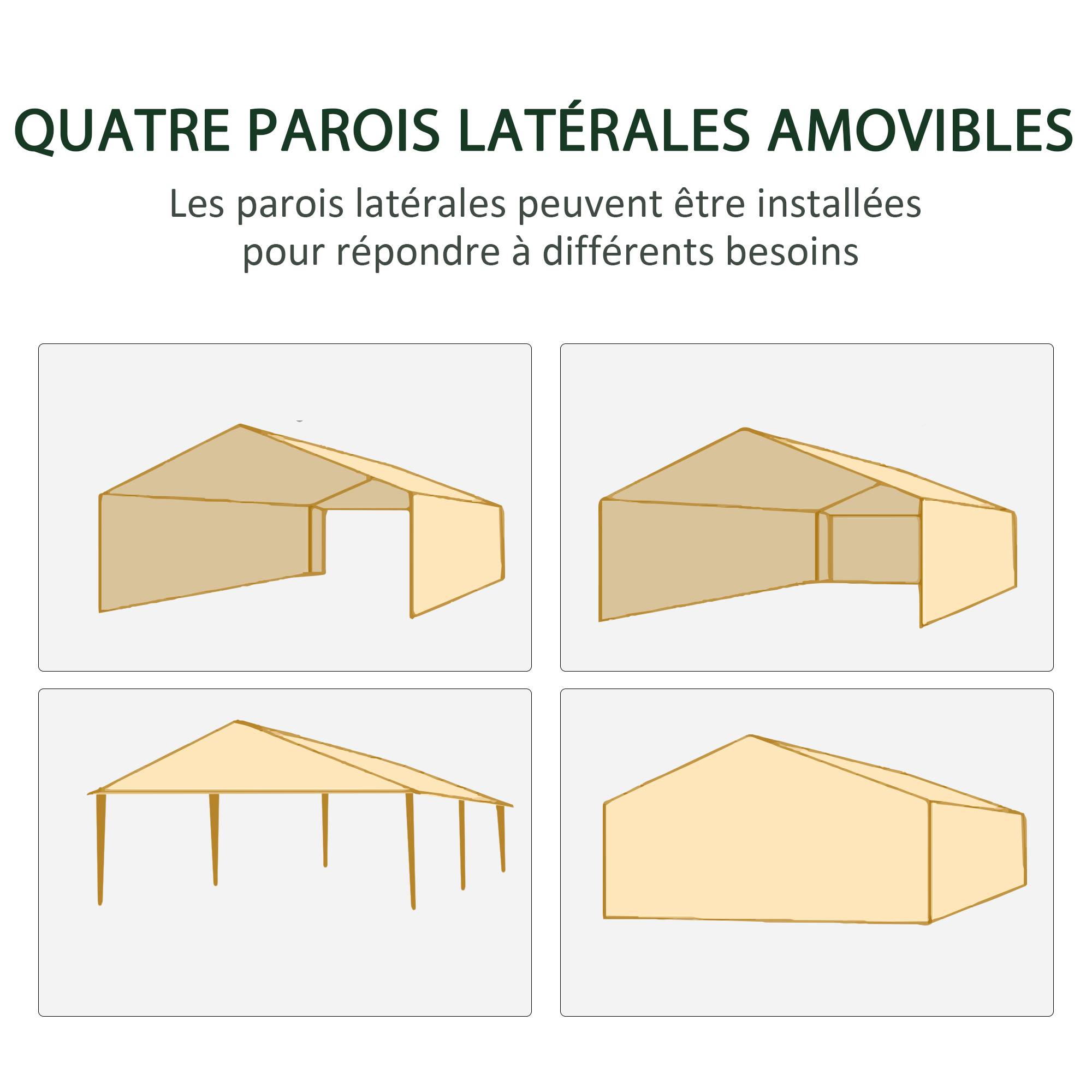 Tente de réception barnum PE avec parois amovibles pour évènements 585x295cm Blanc - ComfortXL Outdoor Living - Image 6