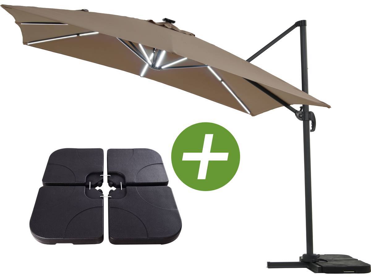 Habitat Et Jardin - Parasol Jardin Déporté Led "sun 4 Luxe" -  3 X 4 M - Taupe -habitat Et Jardin - Image 1