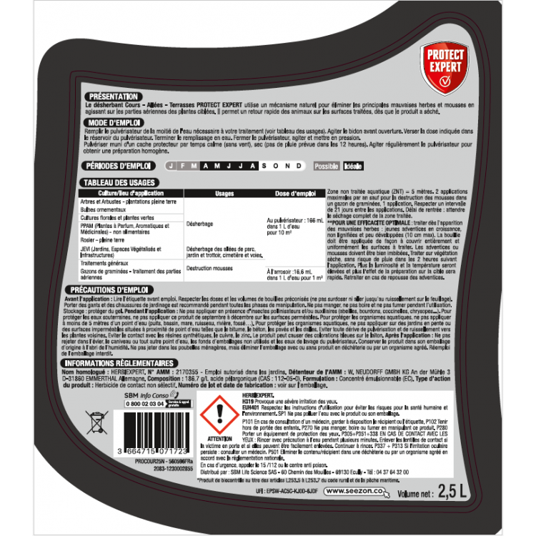 Protect Expert - PROTECT EXPERT Désherbant allées concentré 2,5L - Image 2