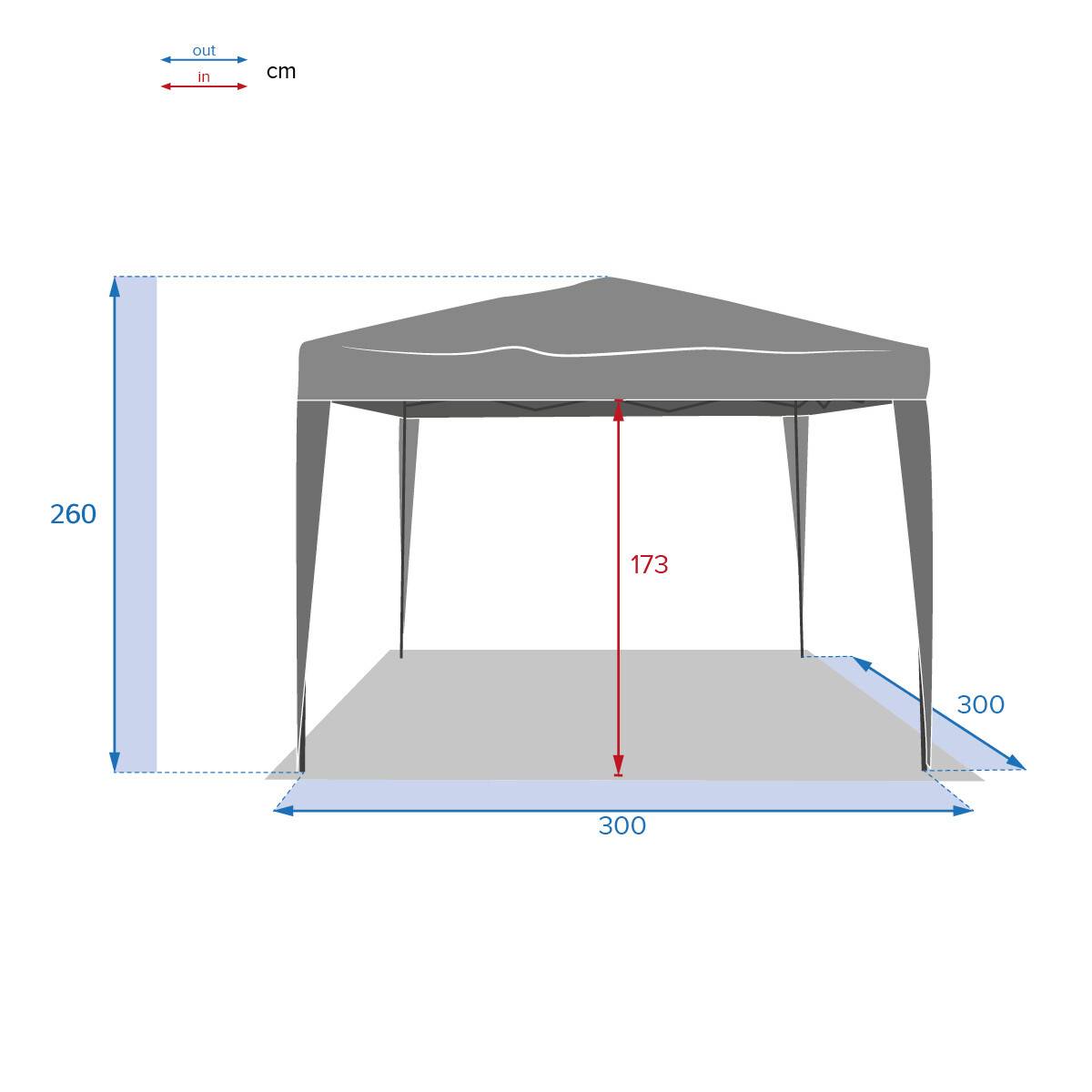 Hesperide - Tonnelle pliante "Easy up" ardoise 3x3m en aluminium traité époxy Hespéride - Image 6
