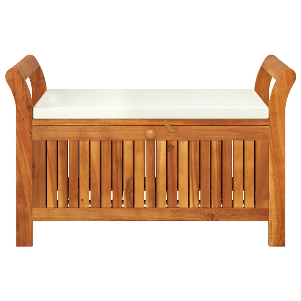 Banc Coffre Rangement Jardin Bois Acacia avec Coussin Crème pour Patio Brun 91cm – ComfortXL Outdoor Living - Image 5
