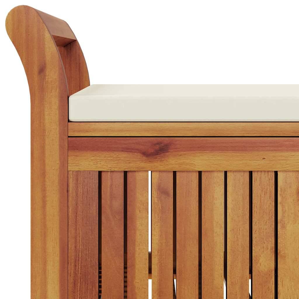 Banc Coffre Rangement Jardin Bois Acacia avec Coussin Crème pour Patio Brun 91cm – ComfortXL Outdoor Living - Image 10