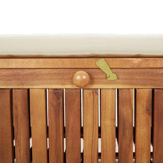 Banc Coffre Rangement Jardin Bois Acacia avec Coussin Crème pour Patio Brun 91cm – ComfortXL Outdoor Living - Image 6
