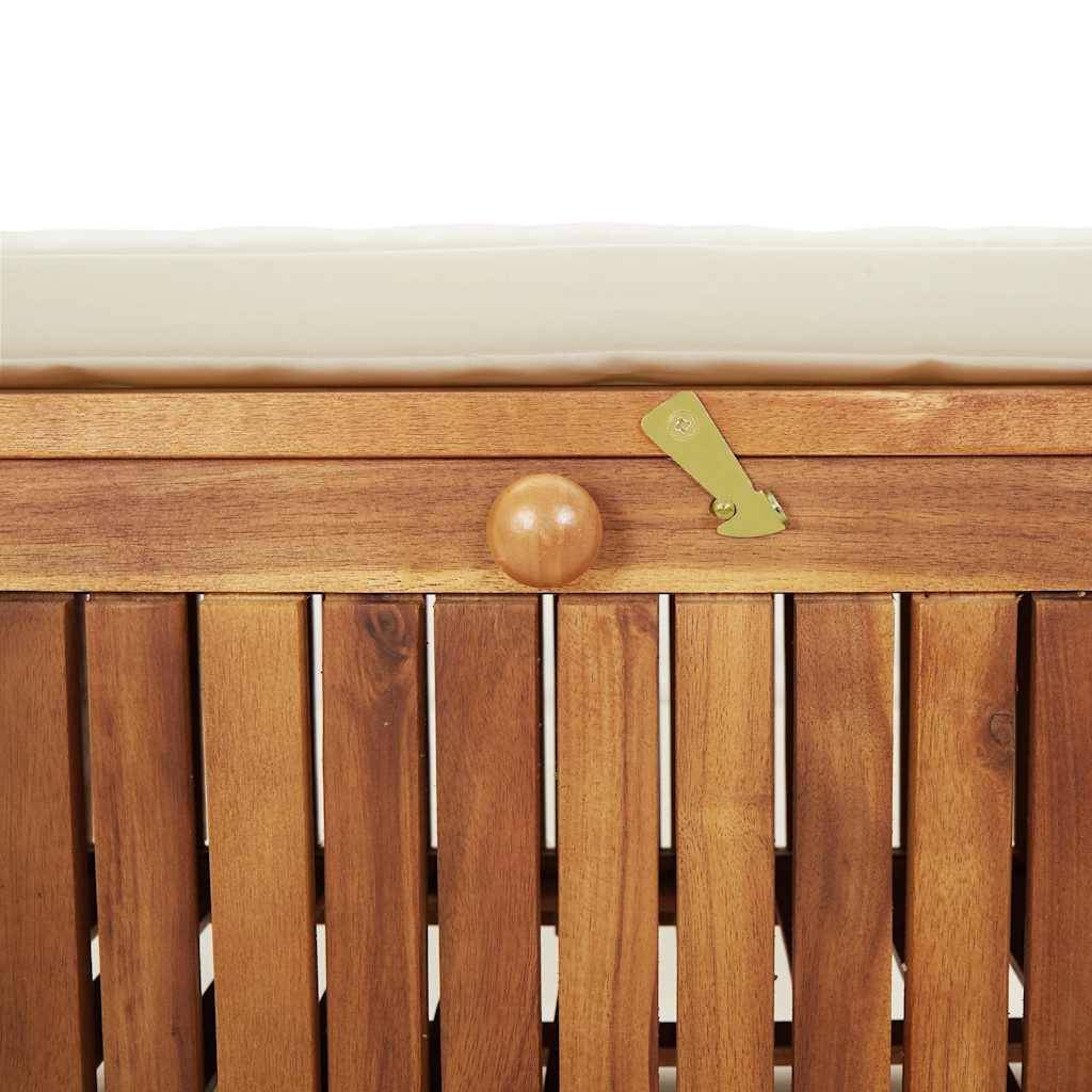 Banc Coffre Rangement Jardin Bois Acacia avec Coussin Crème pour Patio Brun 91cm – ComfortXL Outdoor Living - Image 6