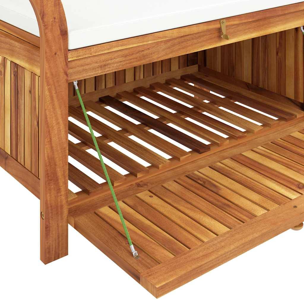 Banc Coffre Rangement Jardin Bois Acacia avec Coussin Crème pour Patio Brun 91cm – ComfortXL Outdoor Living - Image 7