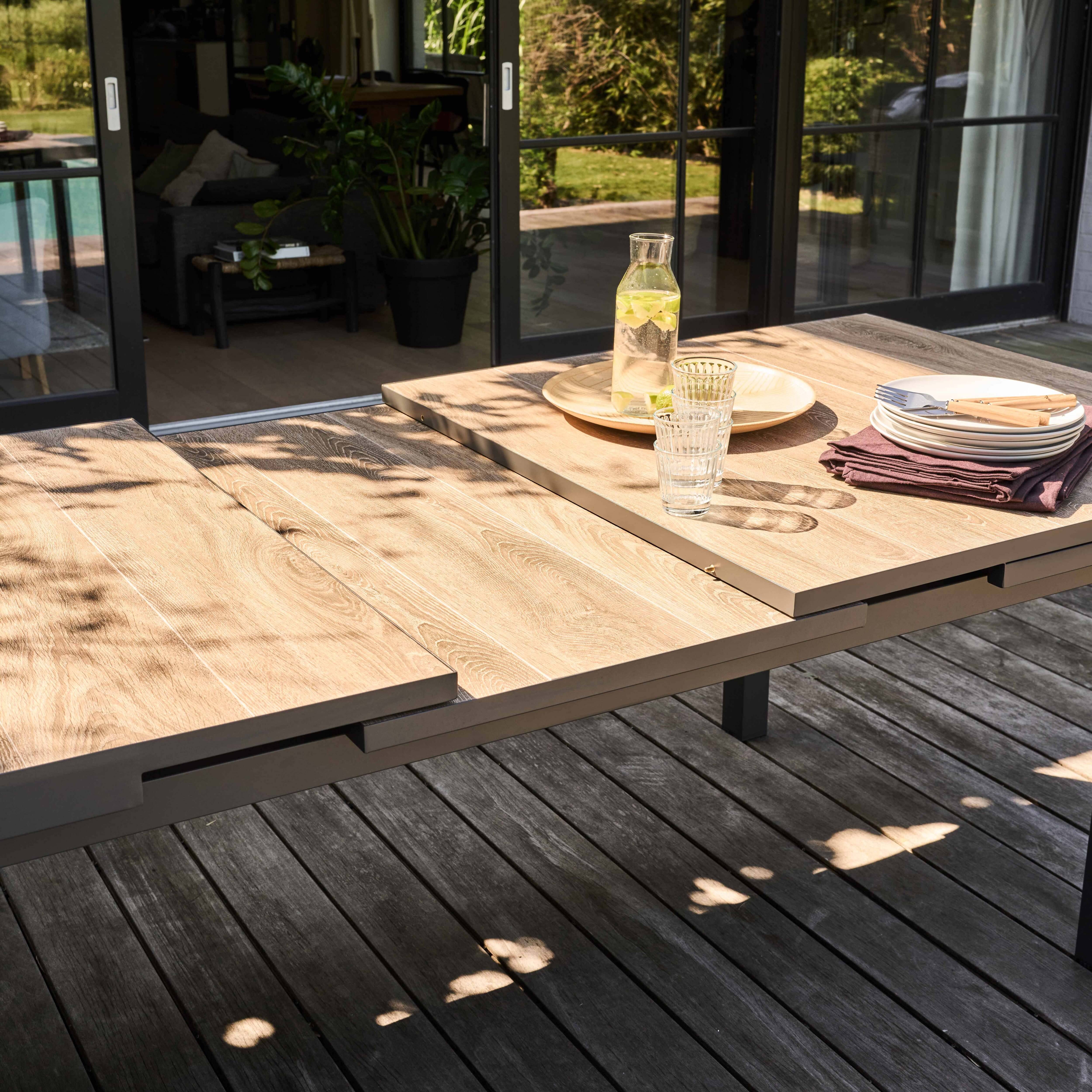 Oviala - Table extensible aluminium et céramique imitation bois Tivoli - Oviala - Image 5