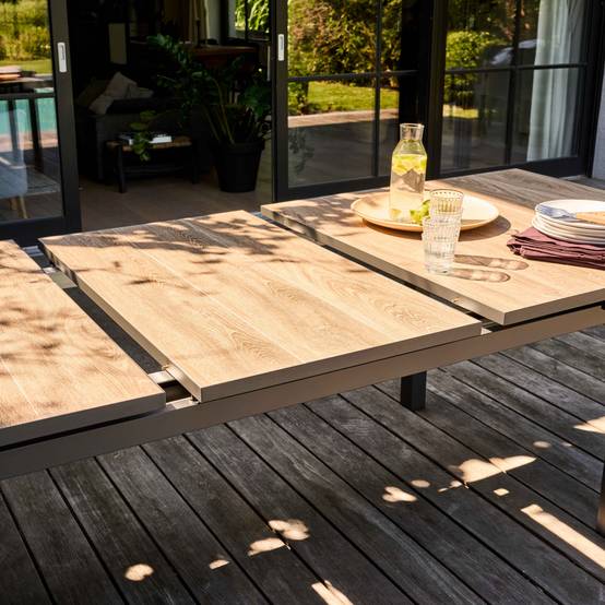 Oviala - Table extensible aluminium et céramique imitation bois Tivoli - Oviala - Image 4