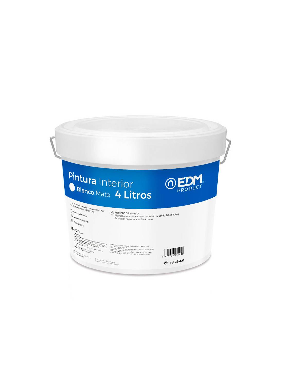 Peinture Intérieure Mate Blanche 4l Finition Mate, Intérieur, Lavable - Edm - Image 1