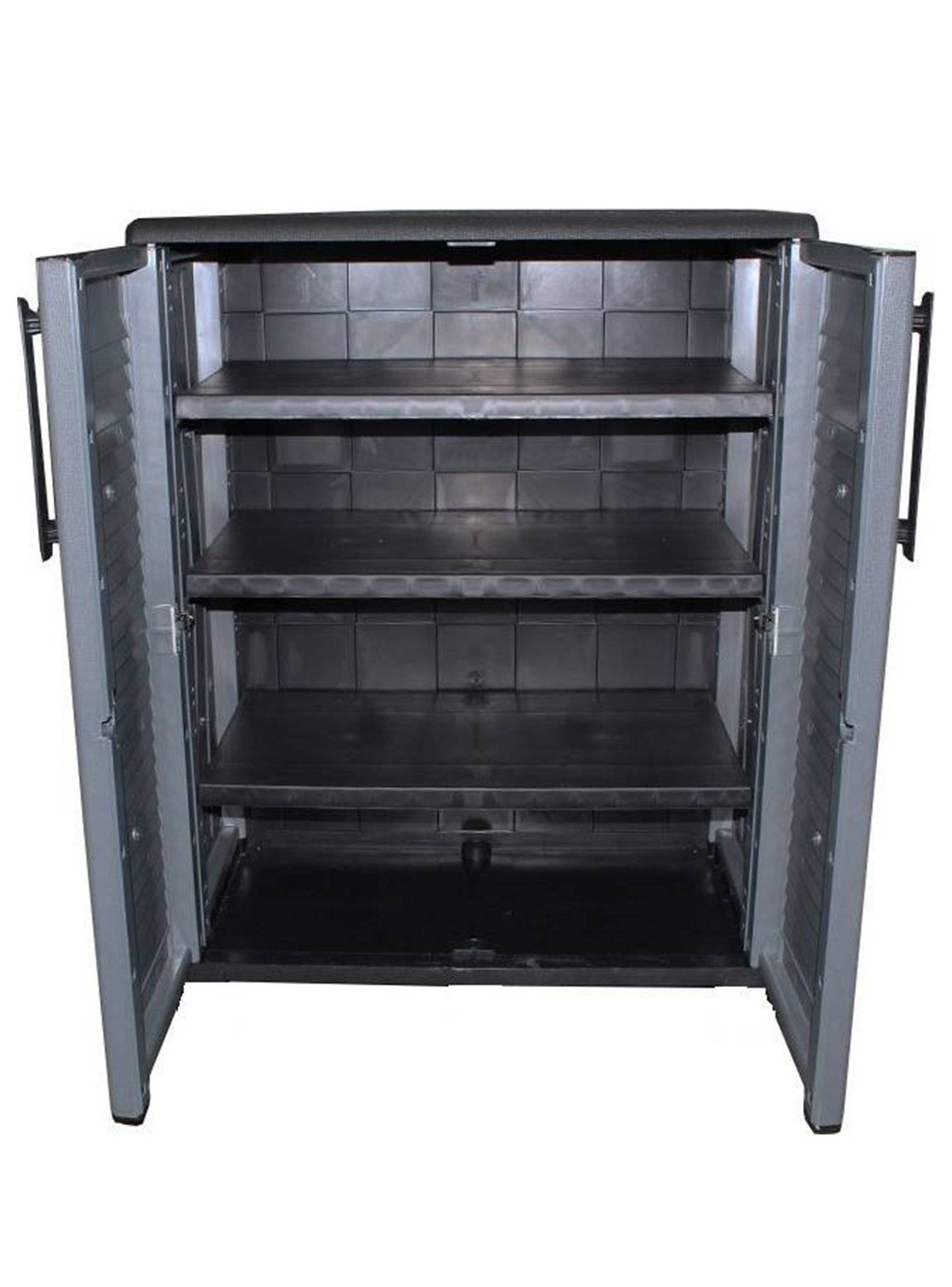 Dmora - Armoire d'extérieur Bilzen, Mobilier d'extérieur, Armoire de balcon polyvalente, 100% Made in Italy, Gris et Noir, Finition rayée, 68x37h84 cm - Dmora - Image 5