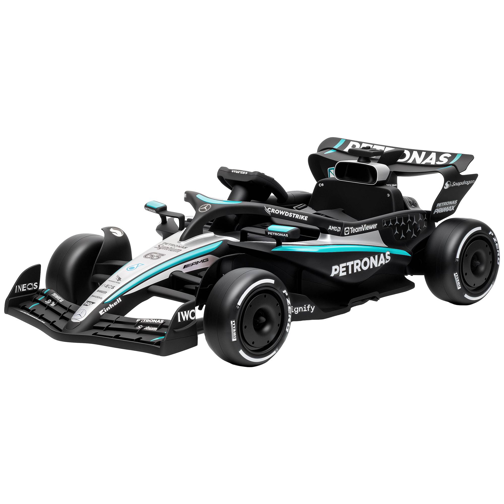 Sans Marque - Kart Électrique Enfants 12V, Go Kart Mercedes-AMG PETRONAS F1 avec 2 Moteurs, Télécommande, 3 Vitesses, Noir - Image 2