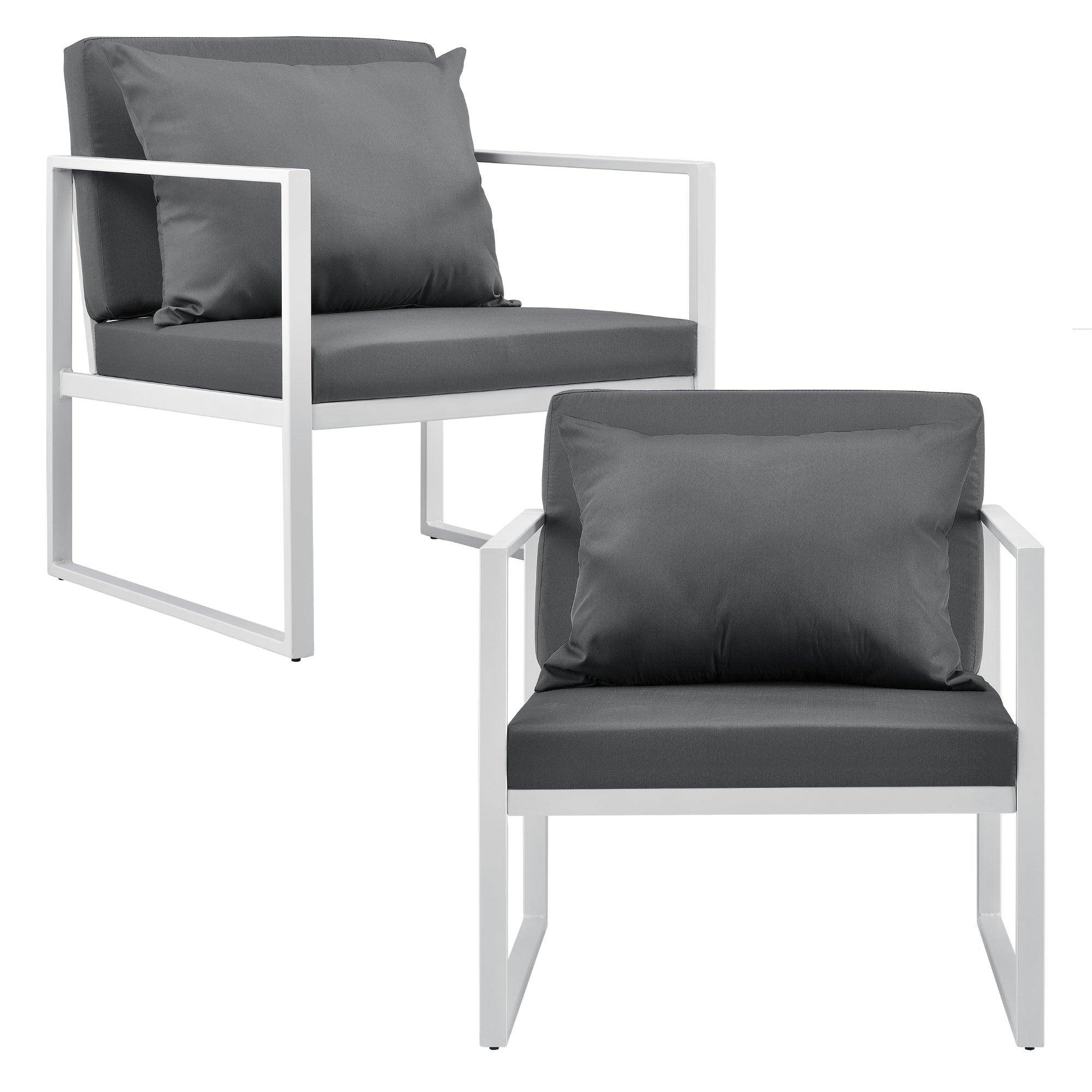 Helloshop26 - 2 x chaises extérieures robustes avec coussins confortables blanc 70 x 60 x 60 cm - Image 1