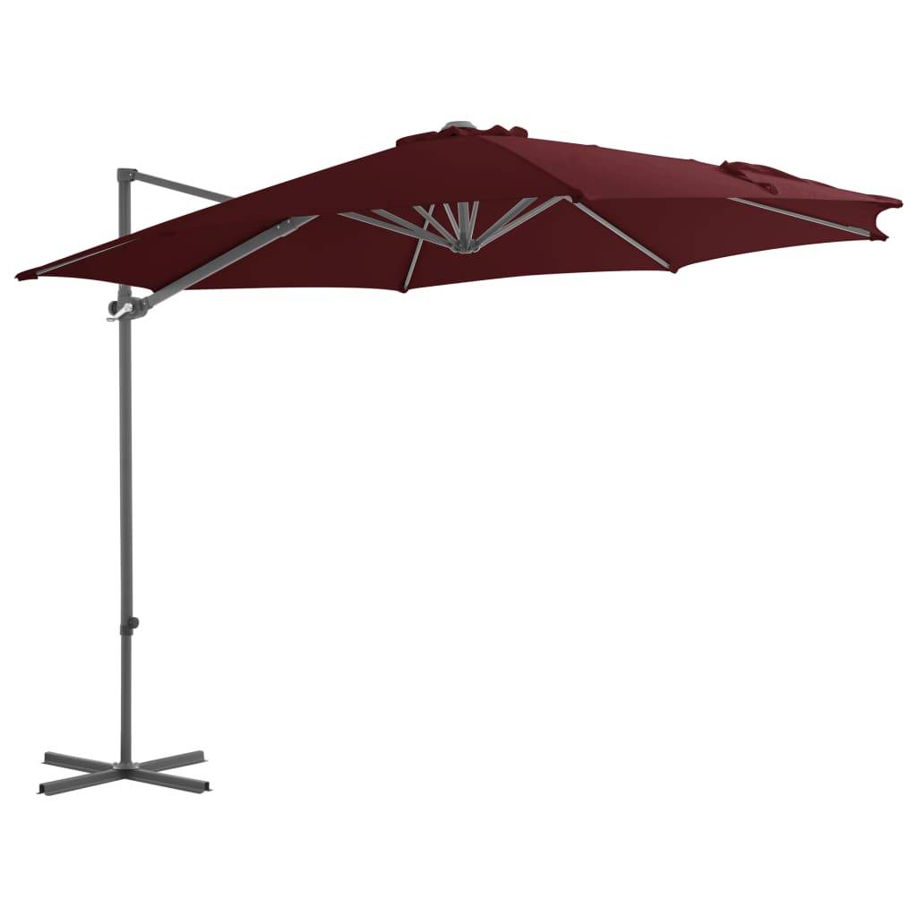 Helloshop26 - Parasol d'extérieur déporté avec mât en acier 300 cm rouge bordeaux - Image 1