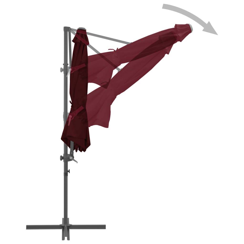 Helloshop26 - Parasol d'extérieur déporté avec mât en acier 300 cm rouge bordeaux - Image 5
