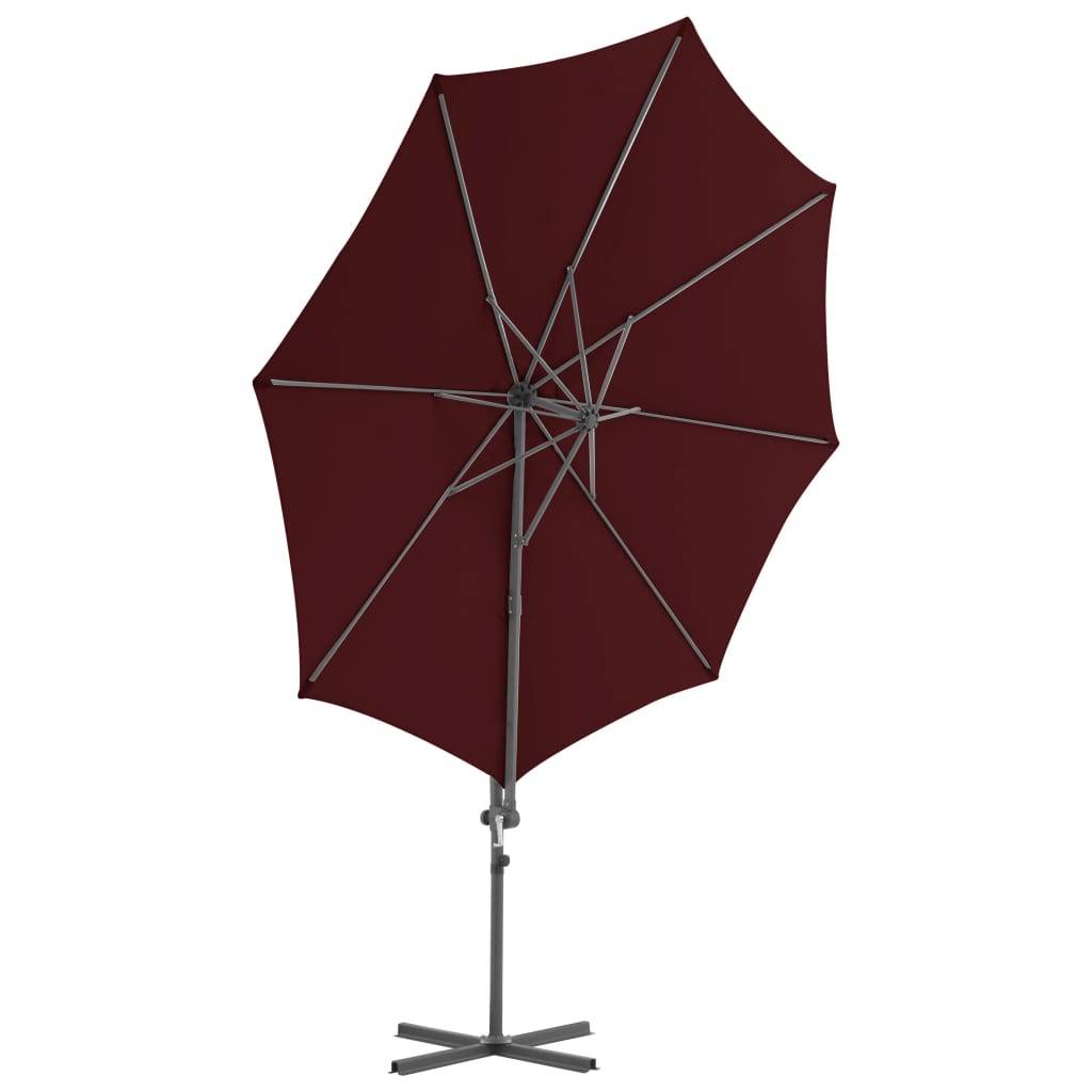 Helloshop26 - Parasol d'extérieur déporté avec mât en acier 300 cm rouge bordeaux - Image 3