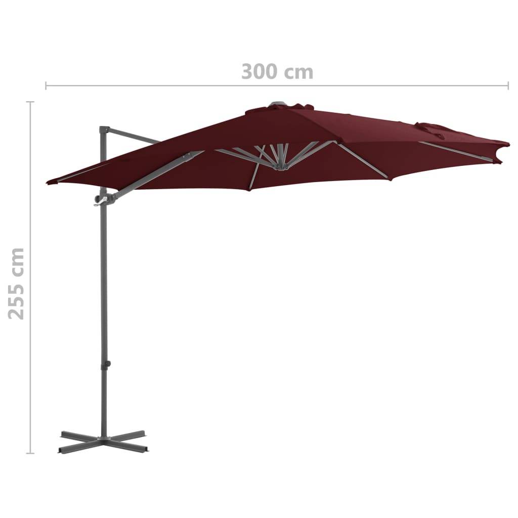 Helloshop26 - Parasol d'extérieur déporté avec mât en acier 300 cm rouge bordeaux - Image 8
