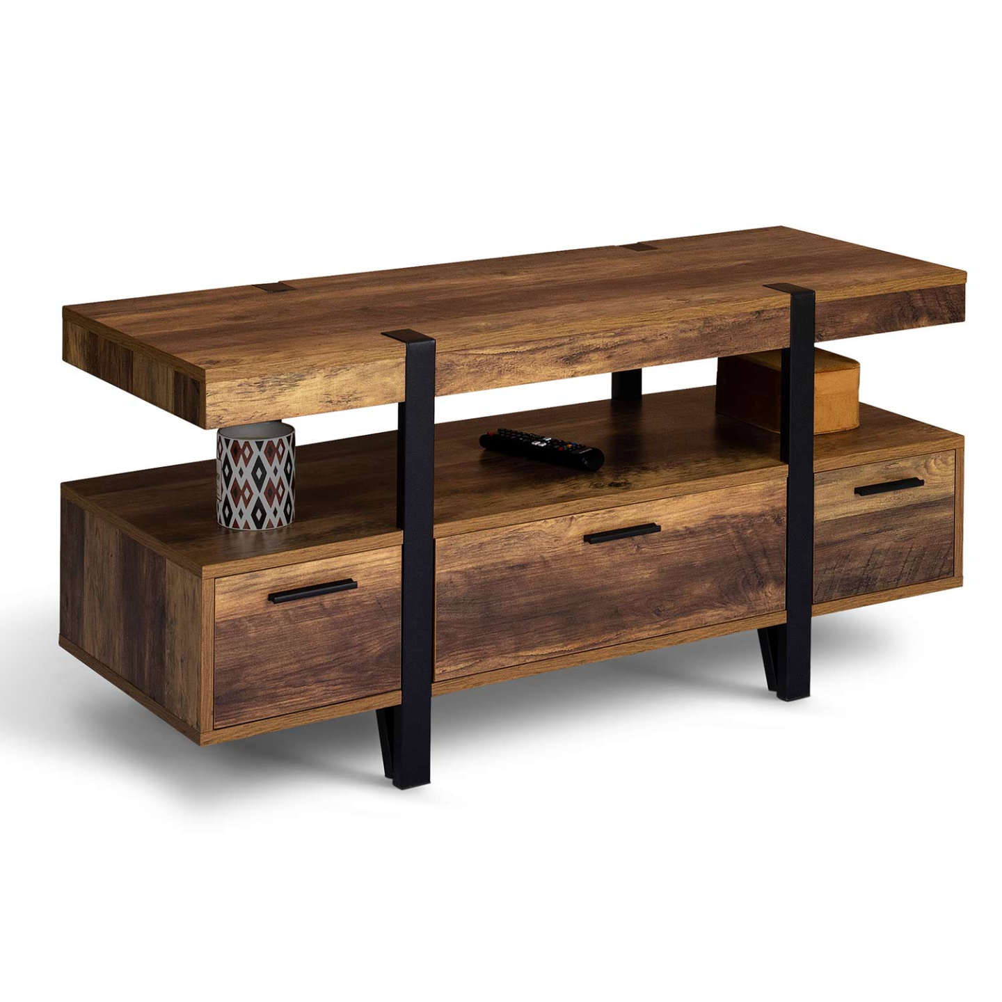 Meuble TV 113 cm AUSTRIA avec tiroirs bois pieds épingle - Image 2