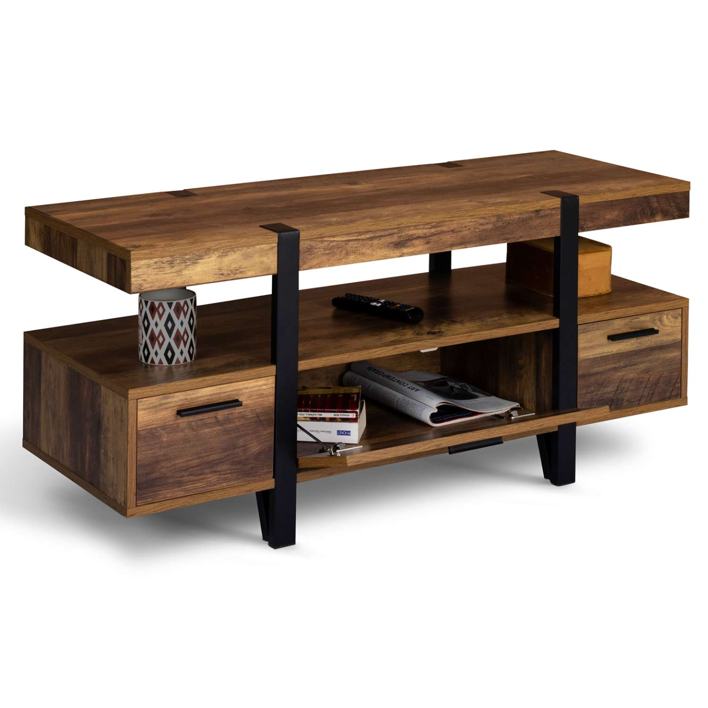 Meuble TV 113 cm AUSTRIA avec tiroirs bois pieds épingle - Image 4