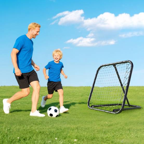 Mur de rebond football 78x84 cm, réglable 5 positions, portable avec piquets, entraînement jeunes, blanc - Image 4