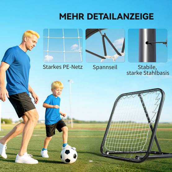 Mur de rebond football 78x84 cm, réglable 5 positions, portable avec piquets, entraînement jeunes, blanc - Image 6