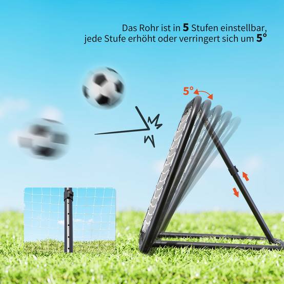 Mur de rebond football 78x84 cm, réglable 5 positions, portable avec piquets, entraînement jeunes, blanc - Image 8