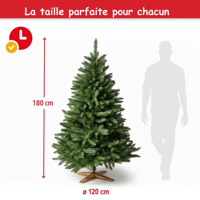 Sapin de Noël artificiel 180cm Arbre de Noël Support et sac de rangement inclus - Image 2