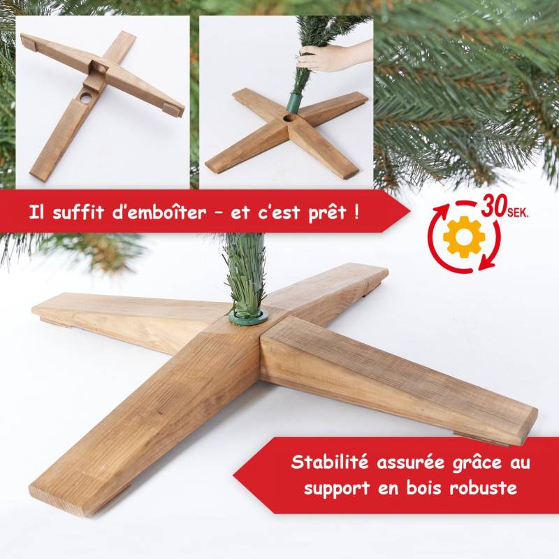 Sapin de Noël artificiel 180cm Arbre de Noël Support et sac de rangement  inclus - Image 4