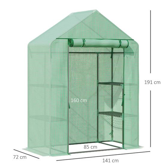 Serre de jardin PE plantes 8 étagères latérales accès porte 141x72x191cm vert - ComfortXL Outdoor Living - Image 5