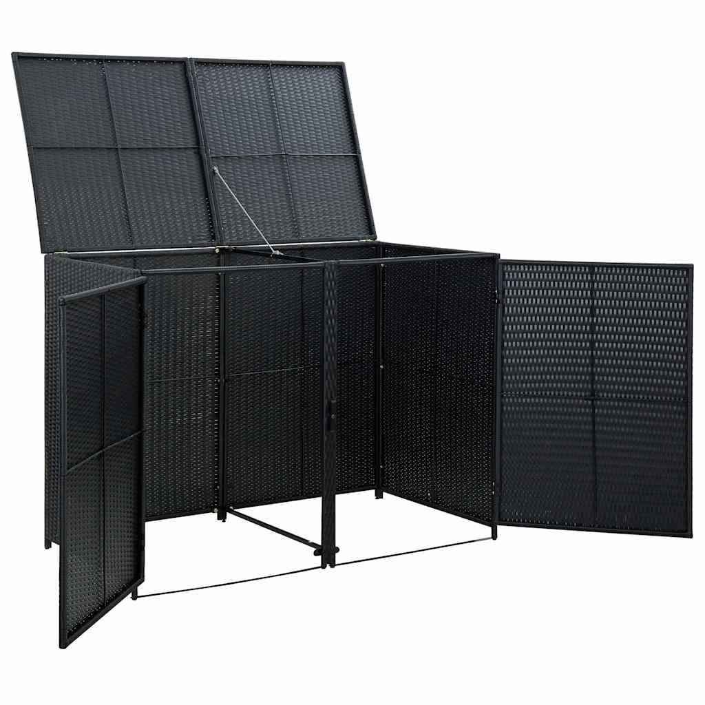 Abri pour poubelle résine tressée noir 148 x 80 x 111 cm - PANGIVO - Image 6