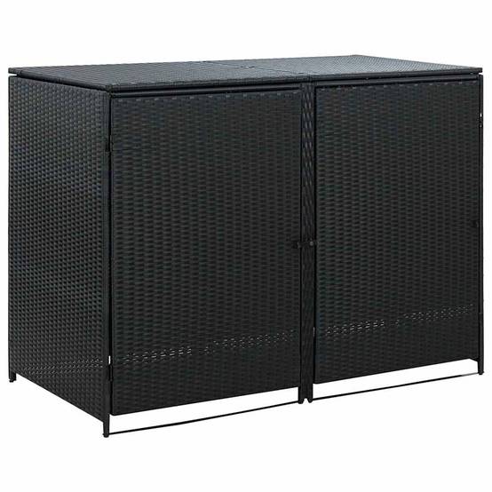 Abri pour poubelle résine tressée noir 148 x 80 x 111 cm - PANGIVO - Image 2