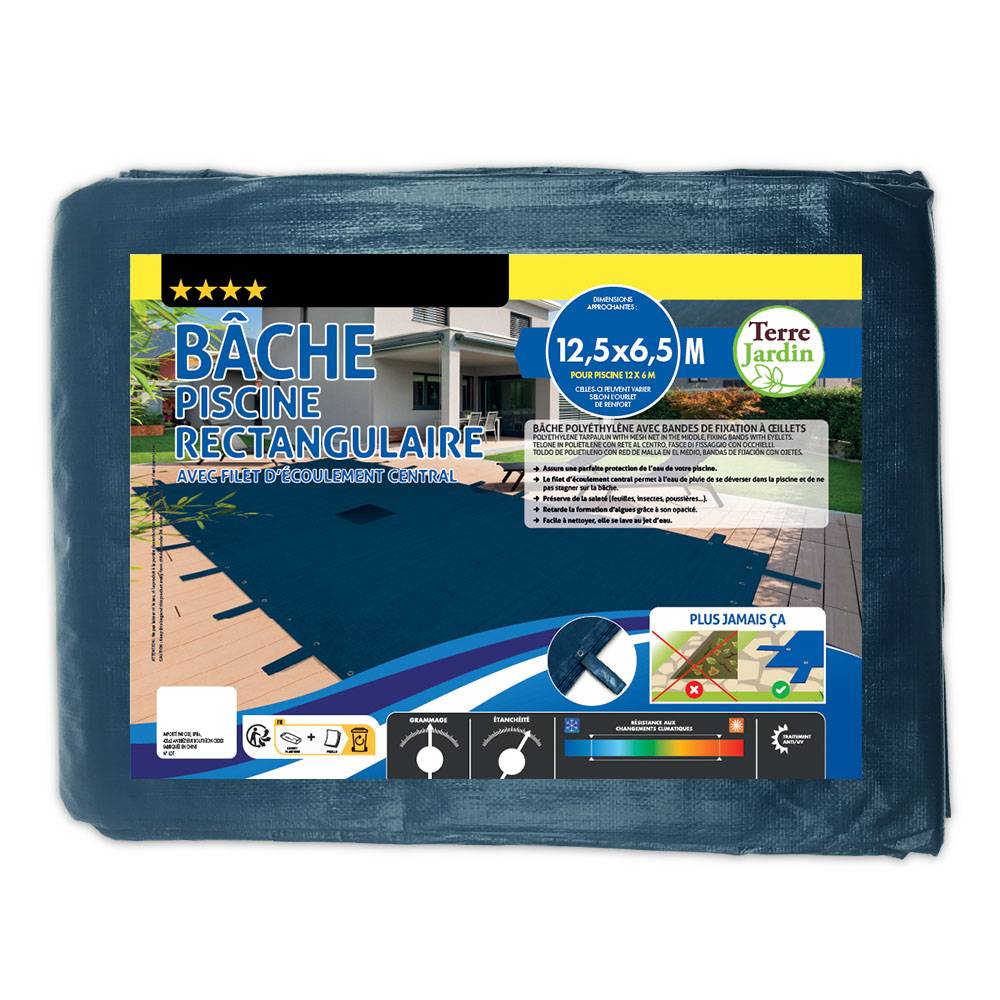 Terre Jardin - Bâche piscine rectangulaire 12 x 6 Bleu - Image 7