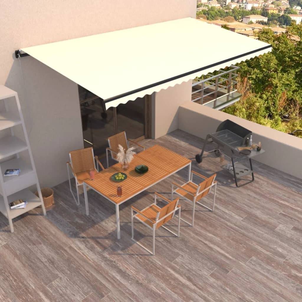 Auvent rétractable manuel Aluminium Terrasse Imperméable 600x350 cm Crème - ComfortXL Outdoor Living - Image 1