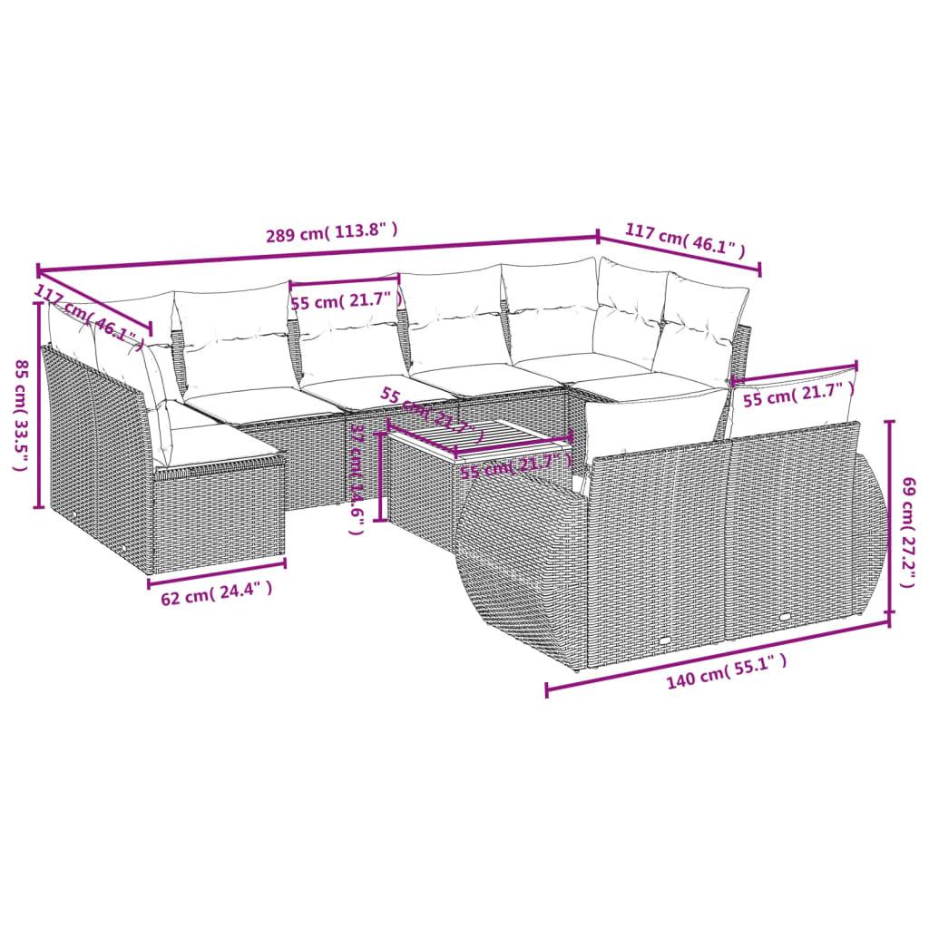 Canapé de jardin d'angle 9 places modulable en poly rotin avec table basse en bois Gris – ComfortXL Outdoor Living - Image 4