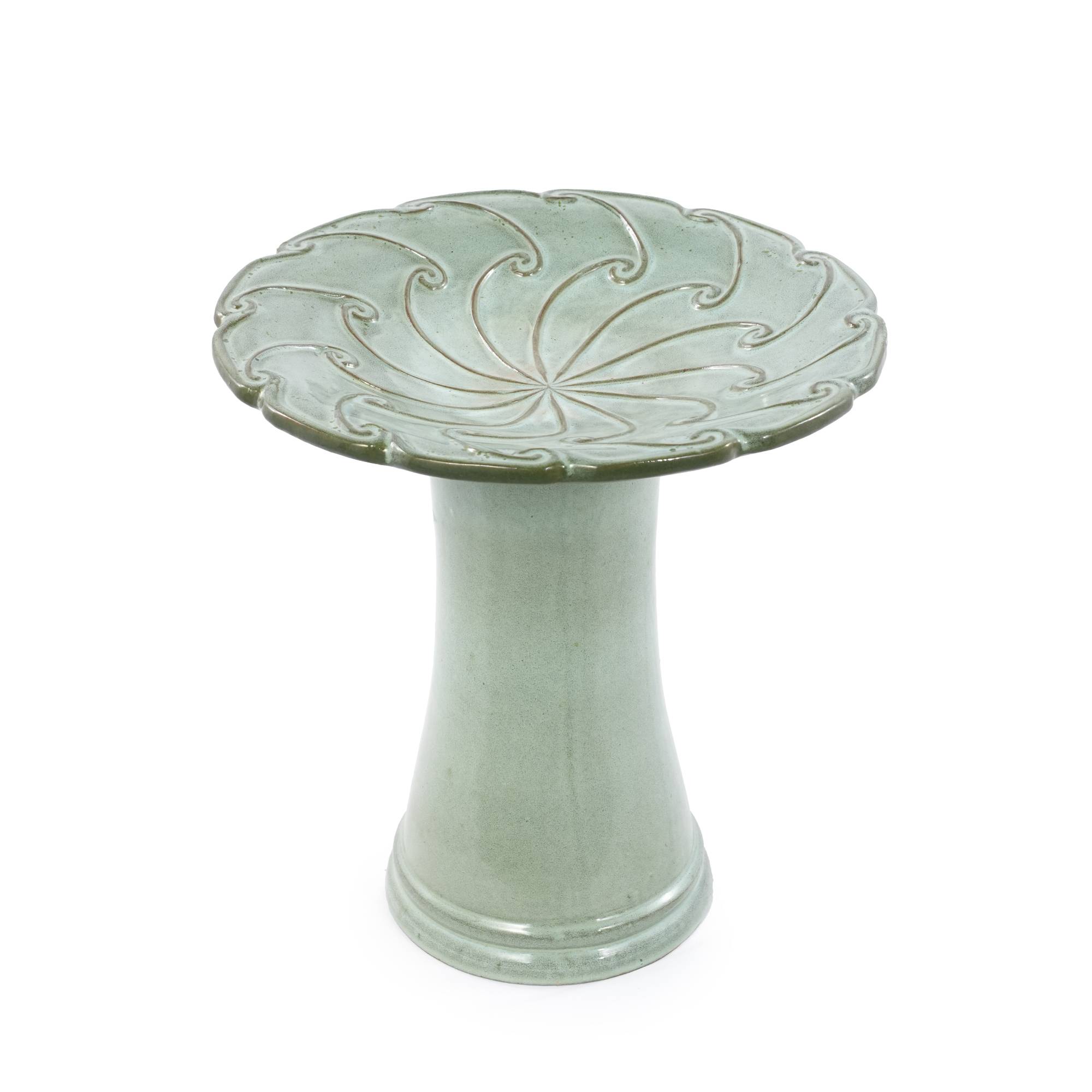 ComfortXL - Bain d’oiseaux en grès Ø 43 x H 45 cm vert clair pour jardin terrasse abreuvoir décoratif - ComfortXL Outdoor Living - Image 2