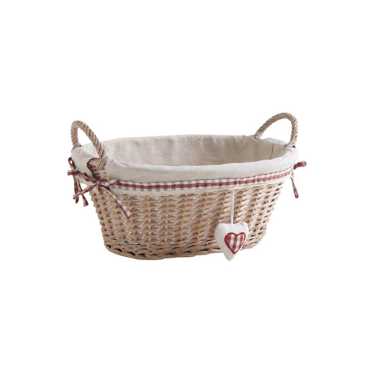 Aubry Gaspard - Corbeille à linge ovale en osier blanchi avec coeur