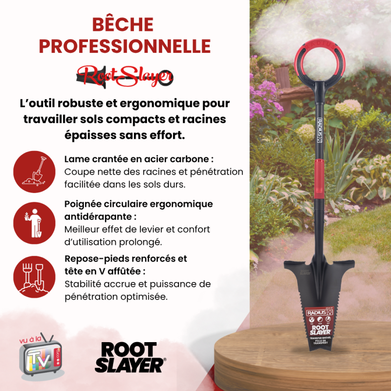 VENTEO Bêche Professionnelle Multifonctions RootSlayer | Pelle Acier Dents Crantées Ergonomique | Outillage de Jardin Sol Entretien Extérieur - VENTEO - Image 4