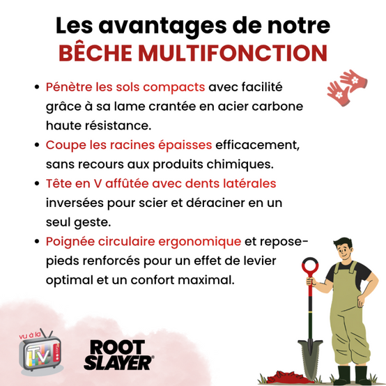 VENTEO Bêche Professionnelle Multifonctions RootSlayer | Pelle Acier Dents Crantées Ergonomique | Outillage de Jardin Sol Entretien Extérieur - VENTEO - Image 5