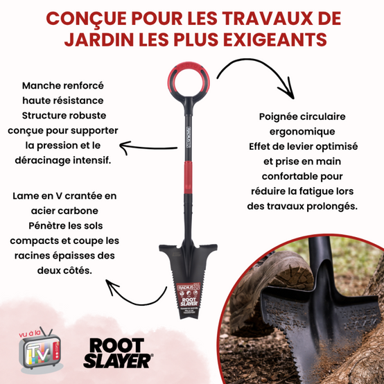 VENTEO Bêche Professionnelle Multifonctions RootSlayer | Pelle Acier Dents Crantées Ergonomique | Outillage de Jardin Sol Entretien Extérieur - VENTEO - Image 2