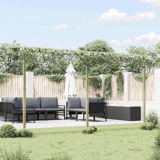 Grande Pergola Jardin Bois Pin Imprégné Entrée 3 Poteaux 410cm - ComfortXL Outdoor Living - Image 3