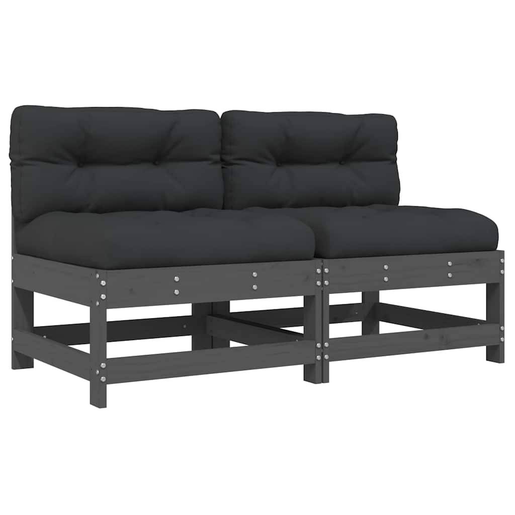 Vidaxl - Canapés centraux avec coussins 2 pcs gris bois de pin massif vidaXL 825578 - Image 2
